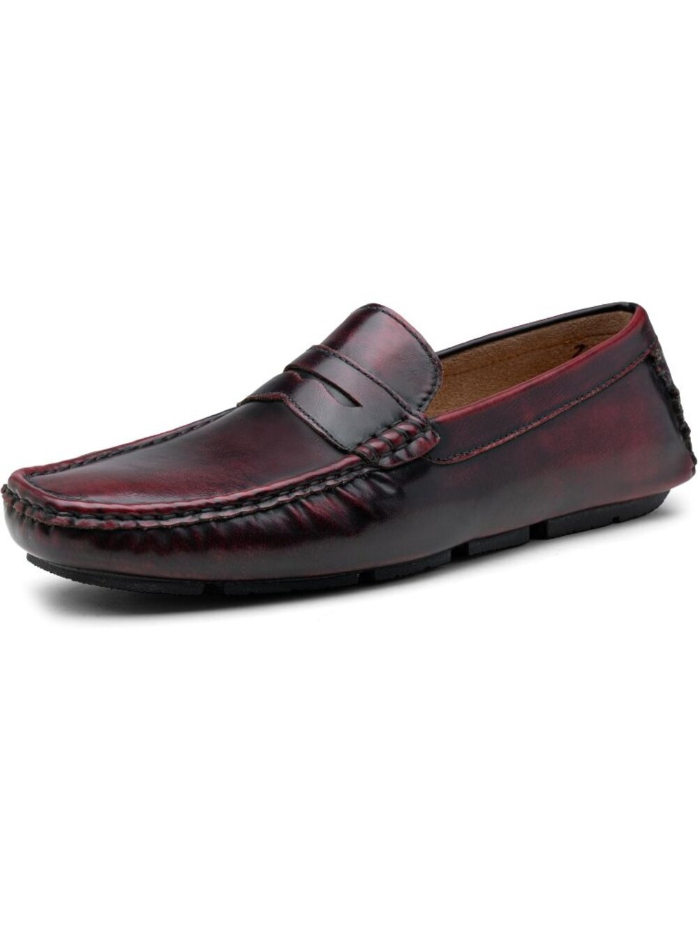 Jousen Men's Wine Closed Toe Classic Lightweight Moccasins Penny Loafers